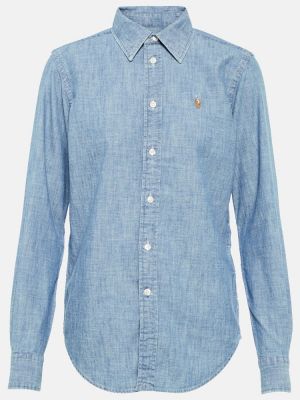 Medvilninė marškiniai Polo Ralph Lauren mėlyna