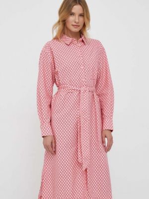 Розовое хлопковое платье мини оверсайз United Colors Of Benetton