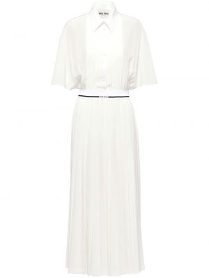Biała sukienka długa z krepy Miu Miu