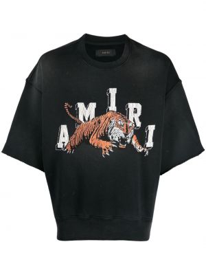 Tigrované bavlnené tričko s potlačou Amiri čierna