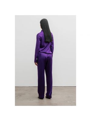 Pantalones rectos de seda Ahlvar Gallery violeta