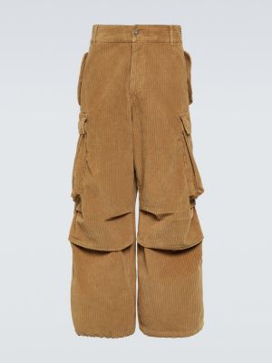 Aksamitne spodnie cargo sztruksowe Alanui brązowe