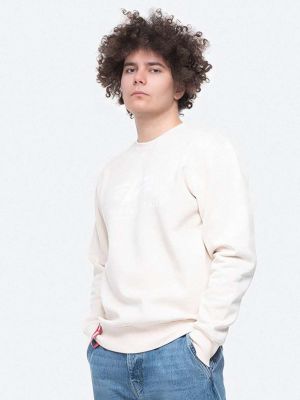 Пуловер с принт Alpha Industries бяло