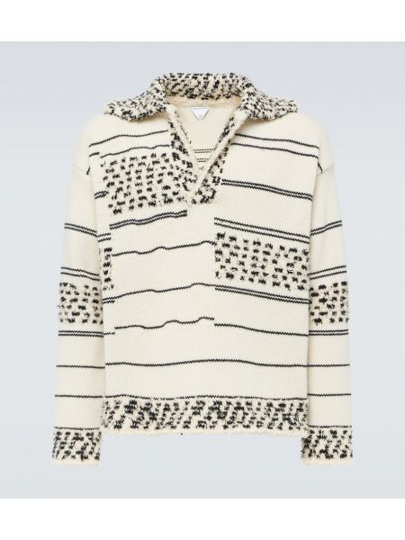 Вълнен пуловер на райета Bottega Veneta бяло