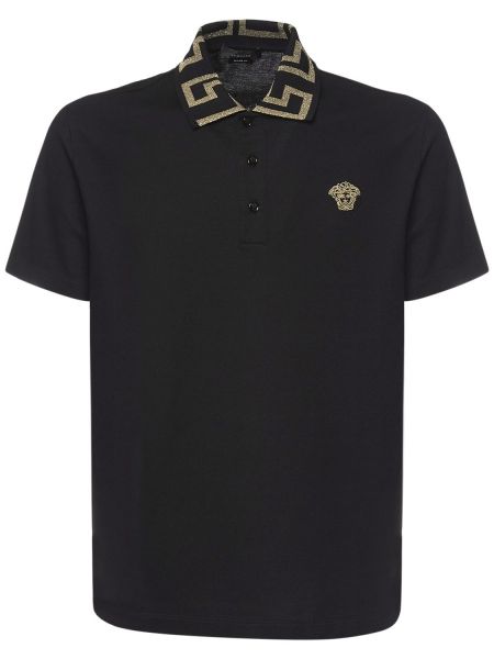 Poloshirt i bomuld Versace sort