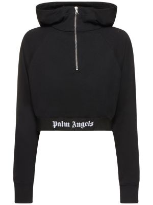 Kokvilnas kapučdžemperis Palm Angels melns