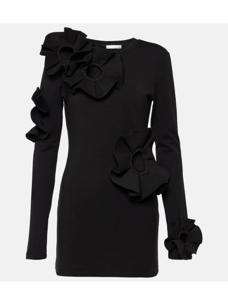 Mini vestido de seda de flores Area negro
