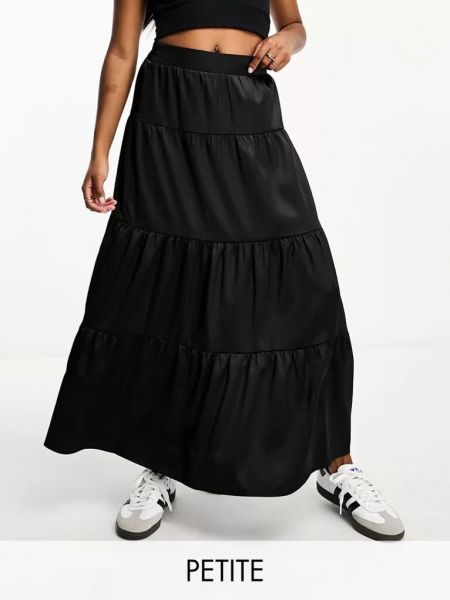 Атласная длинная юбка Miss Selfridge Petite черная