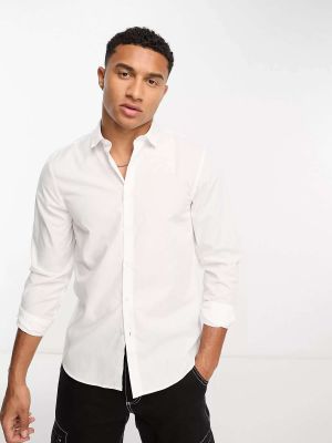 Белая рубашка с длинным рукавом New Look