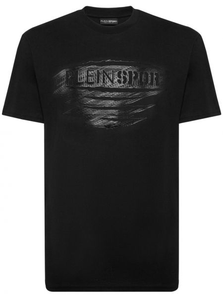 T-shirt de sport en coton à imprimé Plein Sport noir