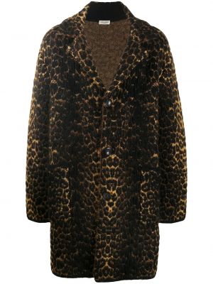 Manteau à imprimé léopard Saint Laurent marron