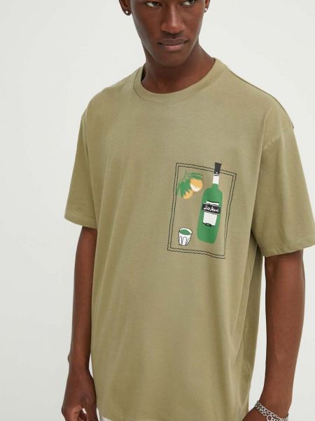 Koszulka bawełniana z nadrukiem Les Deux zielona