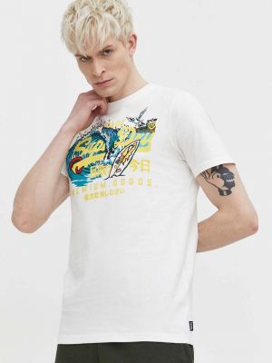 Bavlněné tričko s potiskem Superdry bílé