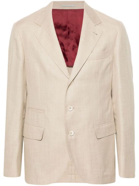 Blazer long à motif mélangé Brunello Cucinelli beige