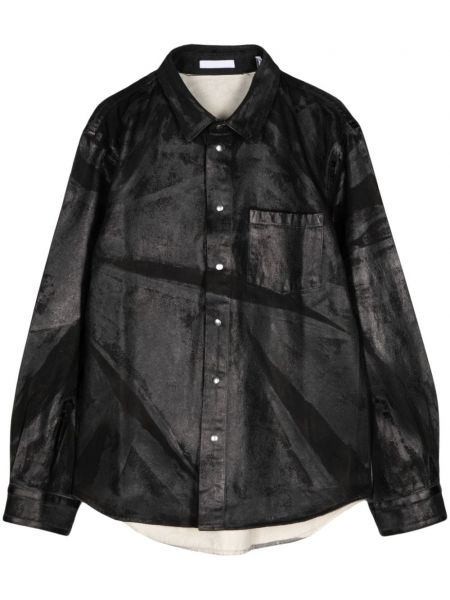 Rifľová košeľa s potlačou Helmut Lang čierna