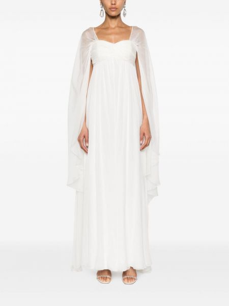 Sukienka wieczorowa szyfonowa Alberta Ferretti biała