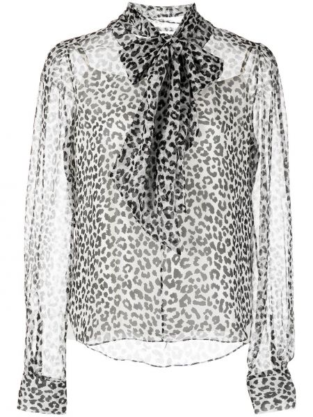 Блуза с принт с леопардов принт Adam Lippes черно