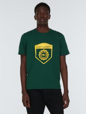 Памучна тениска от джърси Saint Laurent зелено