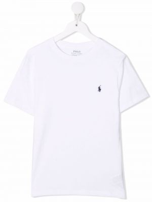 Broderet t-shirt for piger Ralph Lauren Kids hvid