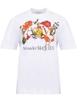 T-shirt a fiori Alexander Mcqueen bianco