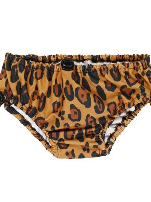 Byxor med mönster med mönster i leopard för tjejer Mini Rodini beige