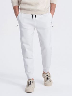 Pantaloni sport Ombre Clothing alb