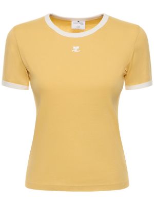 Camiseta de algodón de tela jersey Courrèges amarillo