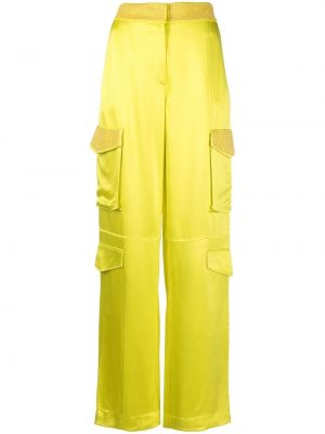 Satynowe spodnie cargo Genny żółte
