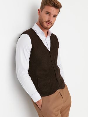 Slim fit vest Trendyol pruun