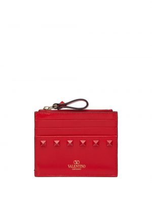 Δερμάτινος πορτοφόλι με φερμουάρ Valentino Garavani κόκκινο