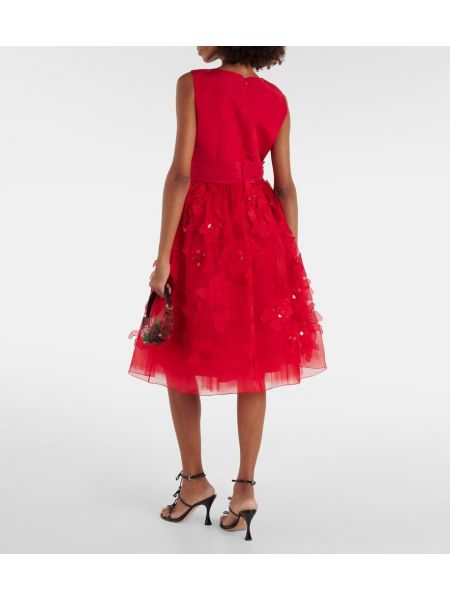 Jedwabna sukienka midi Carolina Herrera czerwona