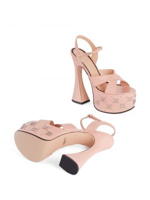 Sandales à plateforme cloutées Gucci rose