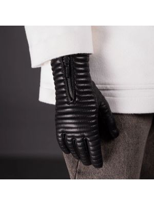 Pikowane rękawiczki z kaszmiru Moorer czarne