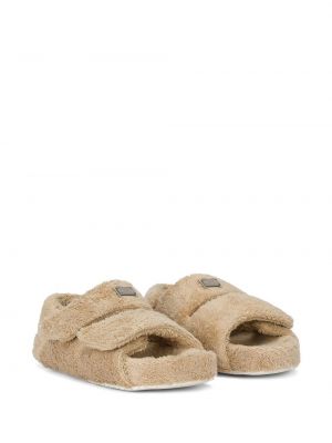 Sandales en fourrure Dolce & Gabbana beige