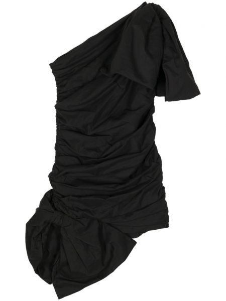 Koktejl obleka z lokom Pushbutton črna