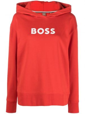 Bluza z kapturem z nadrukiem Boss czerwona