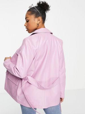 Кожаная куртка из искусственной кожи Miss Selfridge розовая