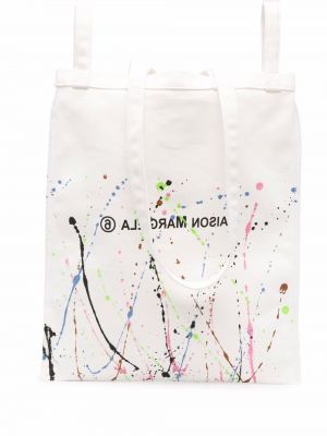 Bolso shopper con estampado Mm6 Maison Margiela blanco