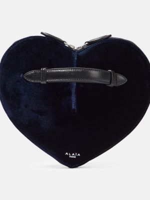 Кадифени чанта тип „портмоне“ със сърца Alaã¯a синьо
