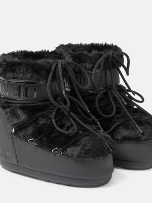 Кожа зимни обувки за сняг Moon Boot черно