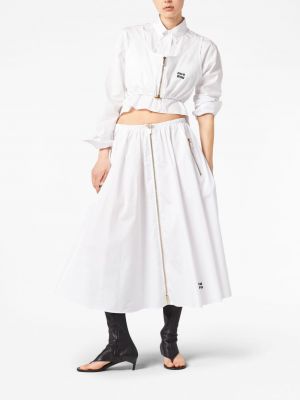 Plisované bavlněné sukně s výšivkou Miu Miu