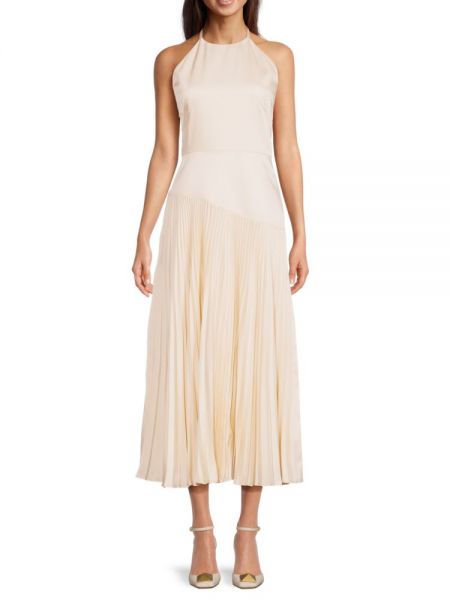Плиссированное платье с жемчугом Brandon Maxwell