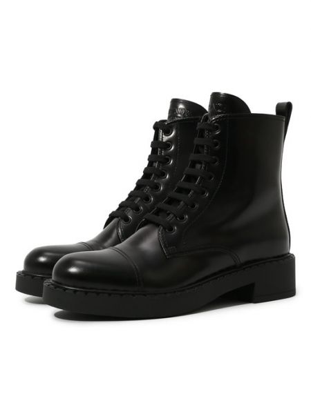 Кожаные ботинки Prada черные