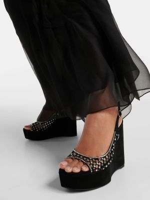 Sandale din piele de căprioară cu platformă Rene Caovilla negru