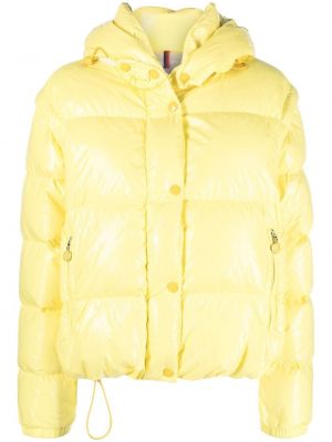 Péřová bunda s kapucí Moncler žlutá
