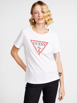 Koszulka z nadrukiem z krótkim rękawem Guess biała