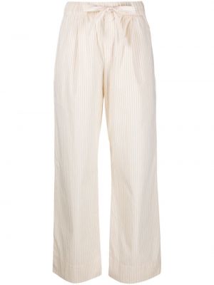 Triibuline puuvillased püksid Tekla valge