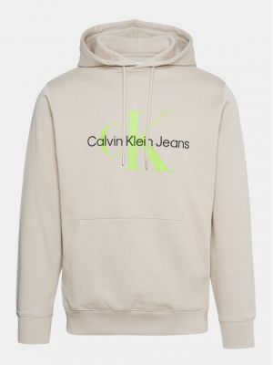 Priliehavá mikina Calvin Klein Jeans béžová