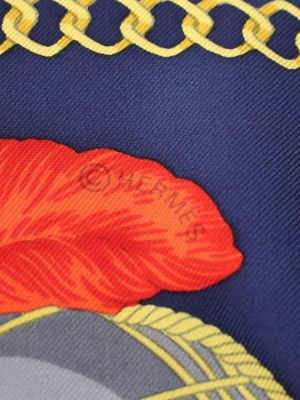 Echarpe en soie à plumes Hermès bleu