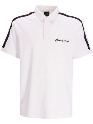 Памучна поло тениска бродирана Armani Exchange бяло
